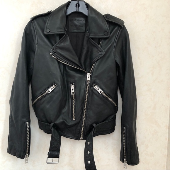 🆕 🔥Allsaints leather biker jacket women size 4 - Picture 6 of 10